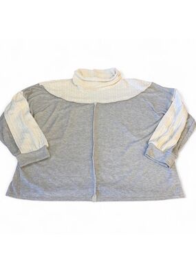 Sugarfox Boho Lightweight Turtleneck Women’s 3X Lace Cottage Beachy Spring Gray